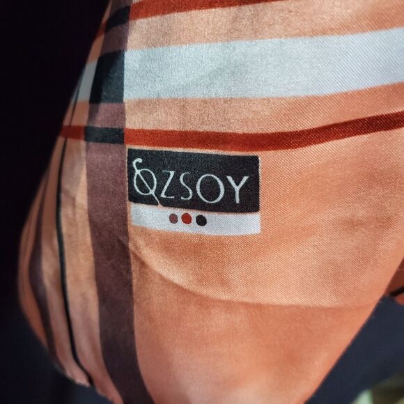 Ozsoy Orange, Brown, & White Plaid Scarf - Picture 4 of 4